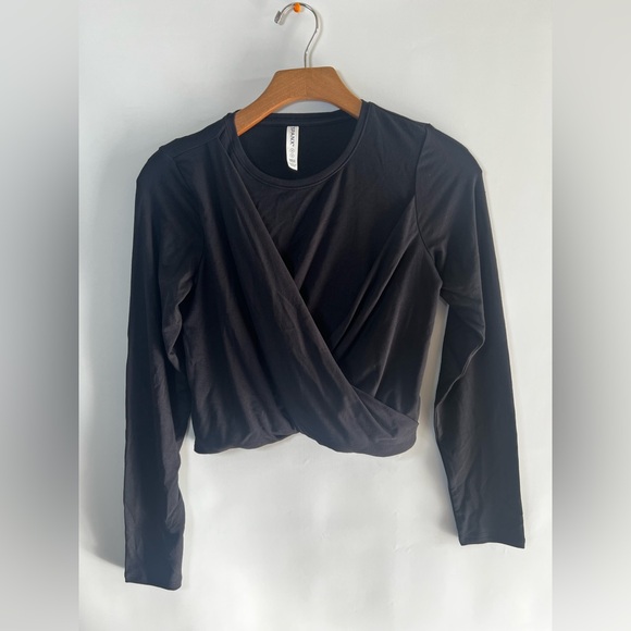 SPANX AirEssentials Faux Wrap Cropped Top Clean Girl Athleisure Luxe Sculpted - Picture 3 of 5